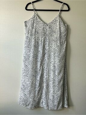 GAP Polka Dot Cami Midi Dress 14 Petite NWT Button Down White Navy Blue